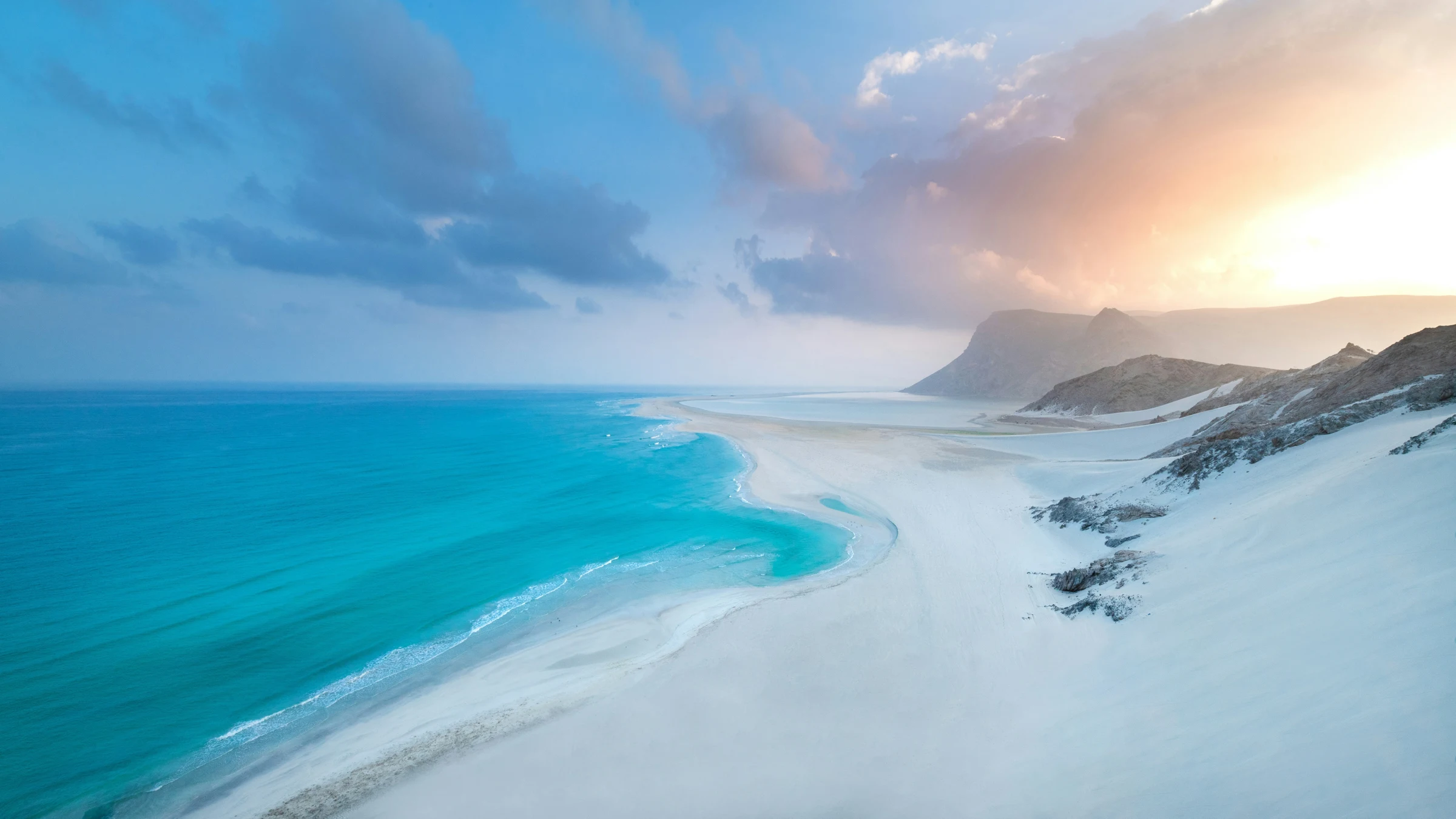 A sweeping view of Socotra's sand and sea